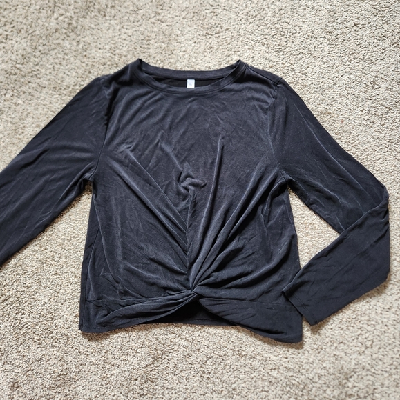 Long sleeve Twist Front Cropped Long Sleeve Gym Active Top - Picture 1 of 5